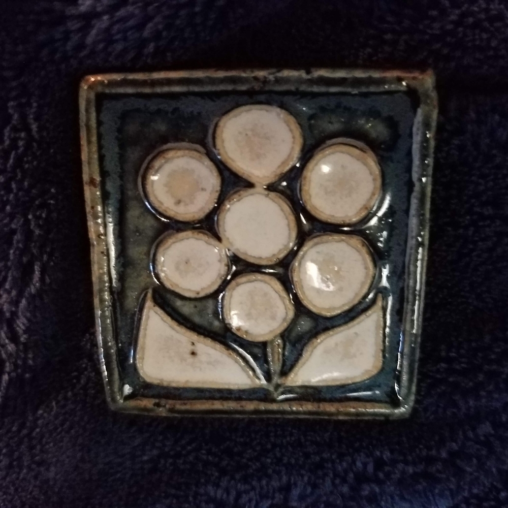 C.U.E. Denmark Ceramic Flower Brooch